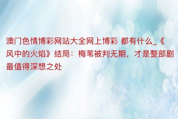 澳门色情博彩网站大全网上博彩 都有什么_《风中的火焰》结局：梅苇被判无期，才是整部剧最值得深想之处